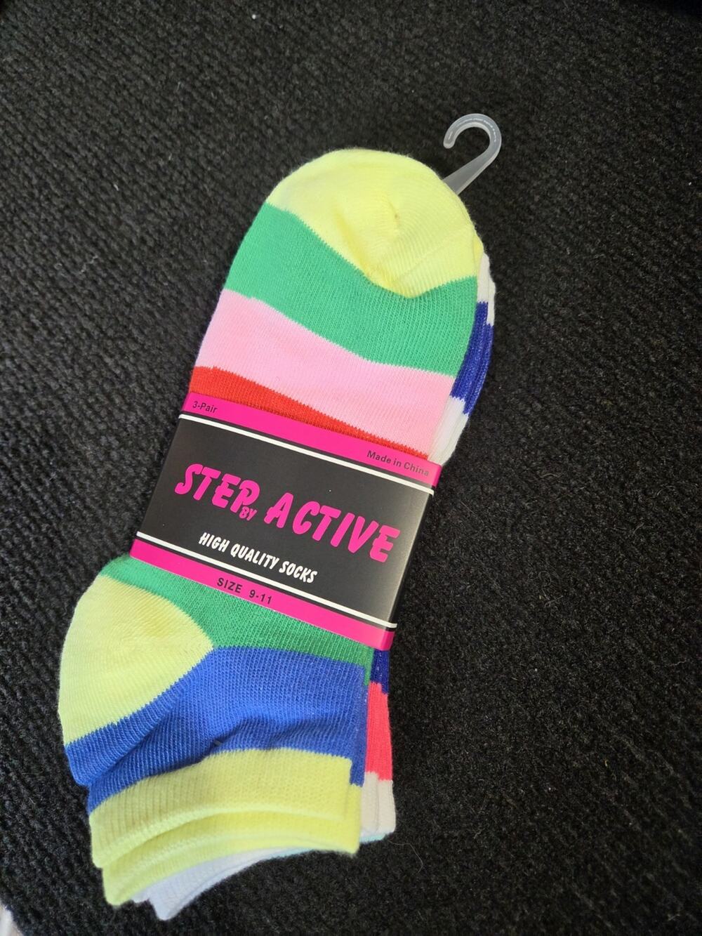 Step by Active High Quality Colorful Striped Socks 3-pack Three Pairs Of Socks